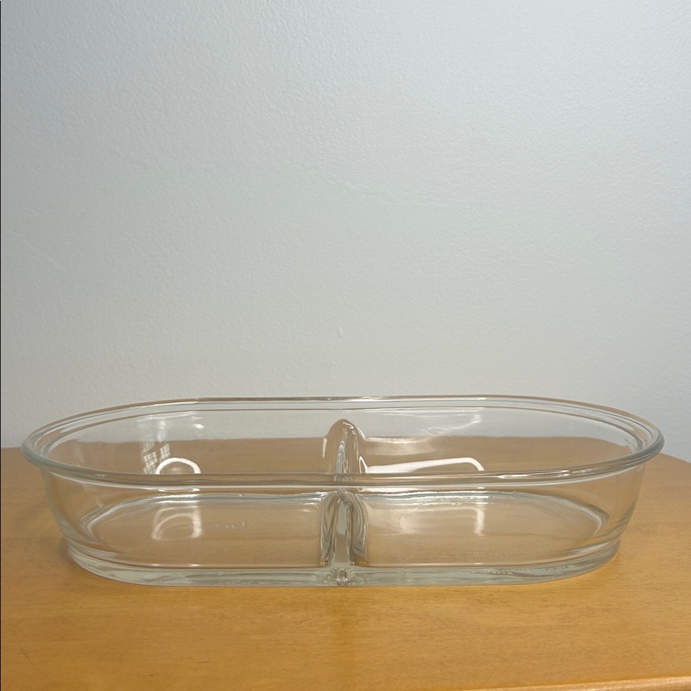 Pyrex 🍔 Clear Oval Glass Dual-Compartment Divided Cooking, Baking, Storage Dish - Picture 8 of 12
